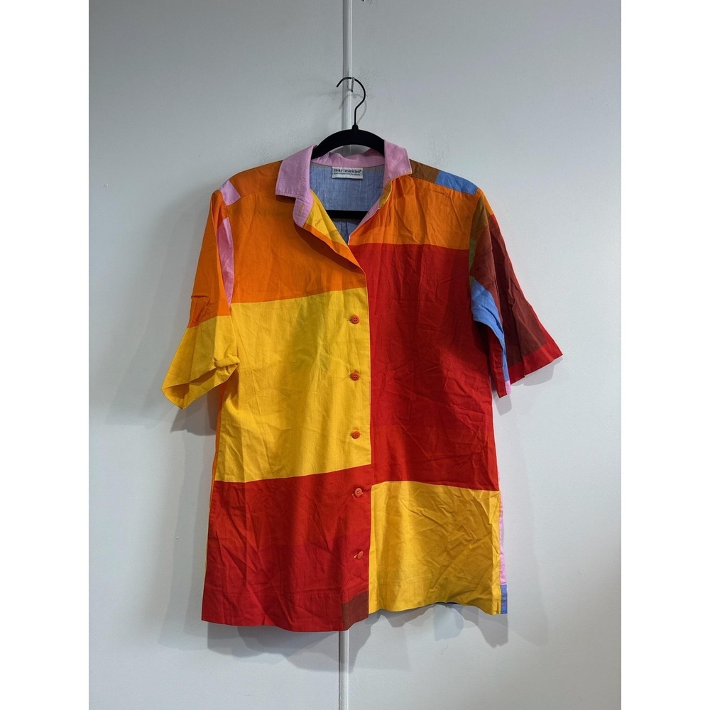 VTG Marimekko Dress 2 Piece Set Womens Medium Multicolor Colorblock Finland 80s - Picture 8 of 16